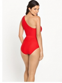 One Shoulder  Belted Swimsuit